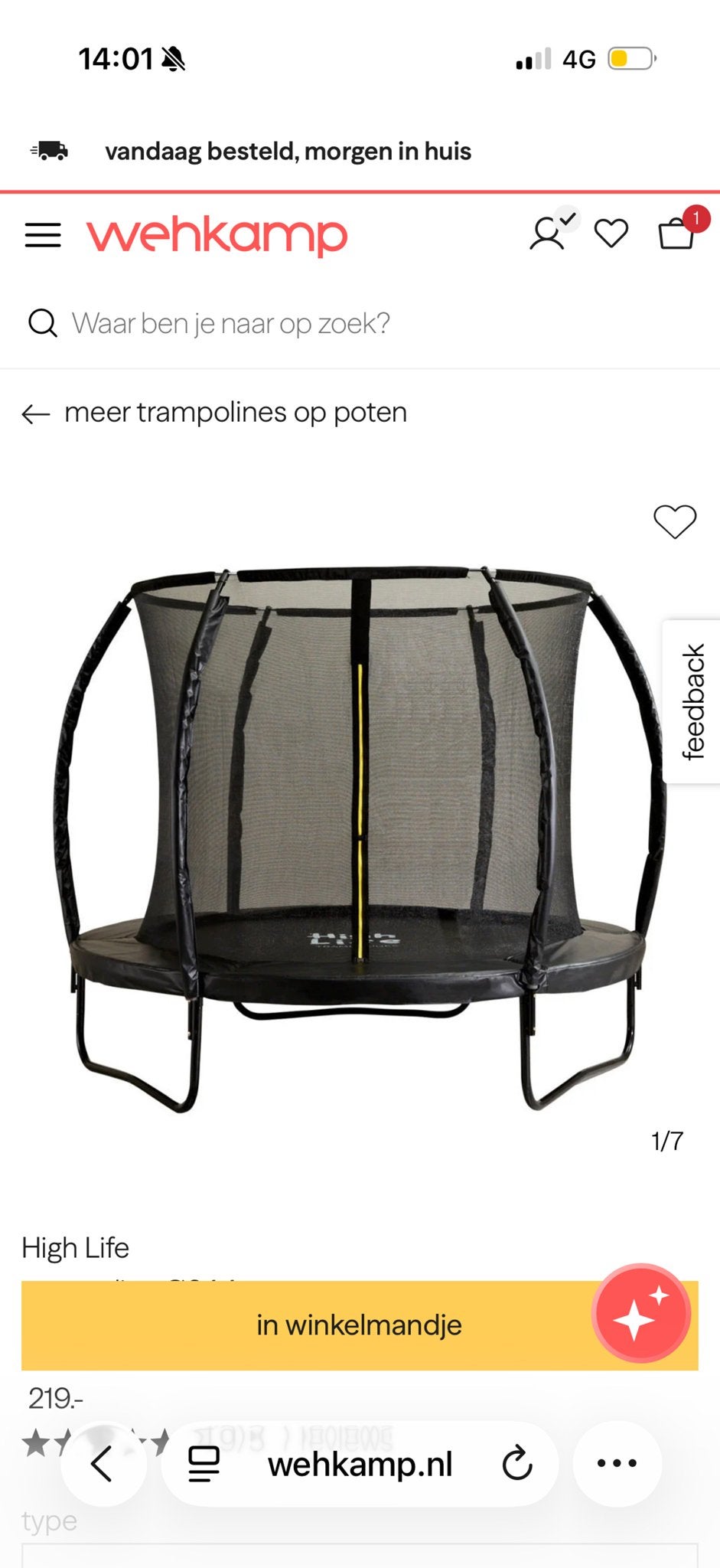High Life Trampoline met net, Kinderen en Baby's, Speelgoed | Buiten | Trampolines, Ophalen of Verzenden, Gebruikt