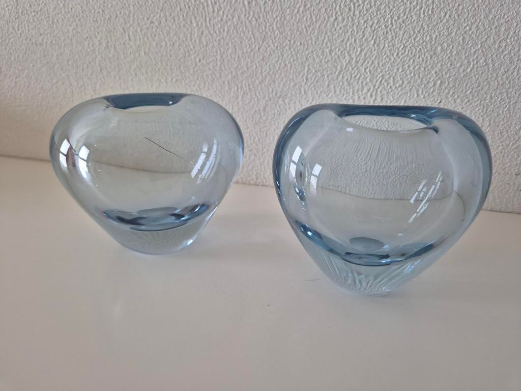 2 Holmegaard vaasjes, 9cm hoog, in zeer goede staat, Ophalen of Verzenden