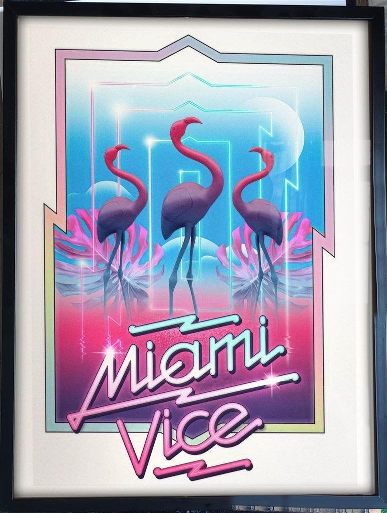 MIAMI VICE 80\'s Pop Art Poster in Lijst, Verzenden, Nieuw, Poster