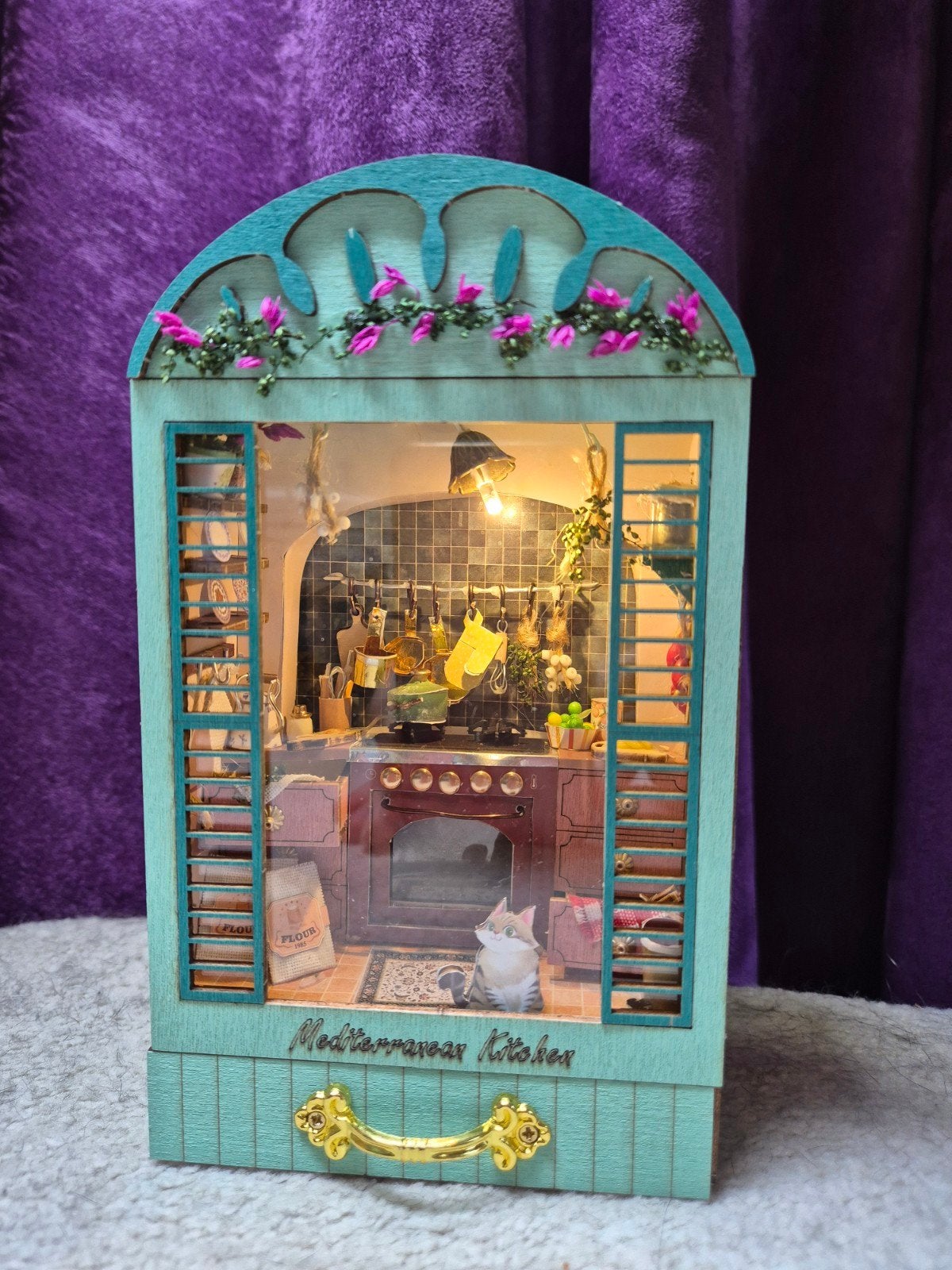 Miniatuur Mediterrane Keuken Diorama met Licht, Ophalen of Verzenden, Zo goed als nieuw
