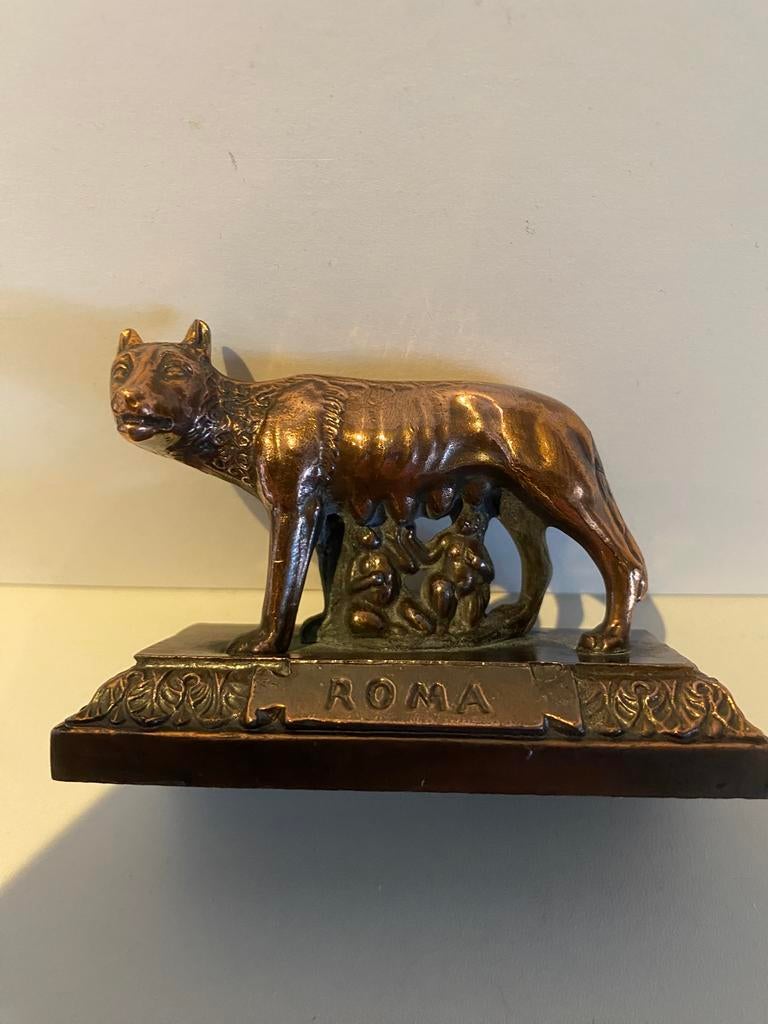 Bronzen beeldje 'Lupa Capitolina' (Wolvin met de Tweeling), Ophalen of Verzenden, Brons
