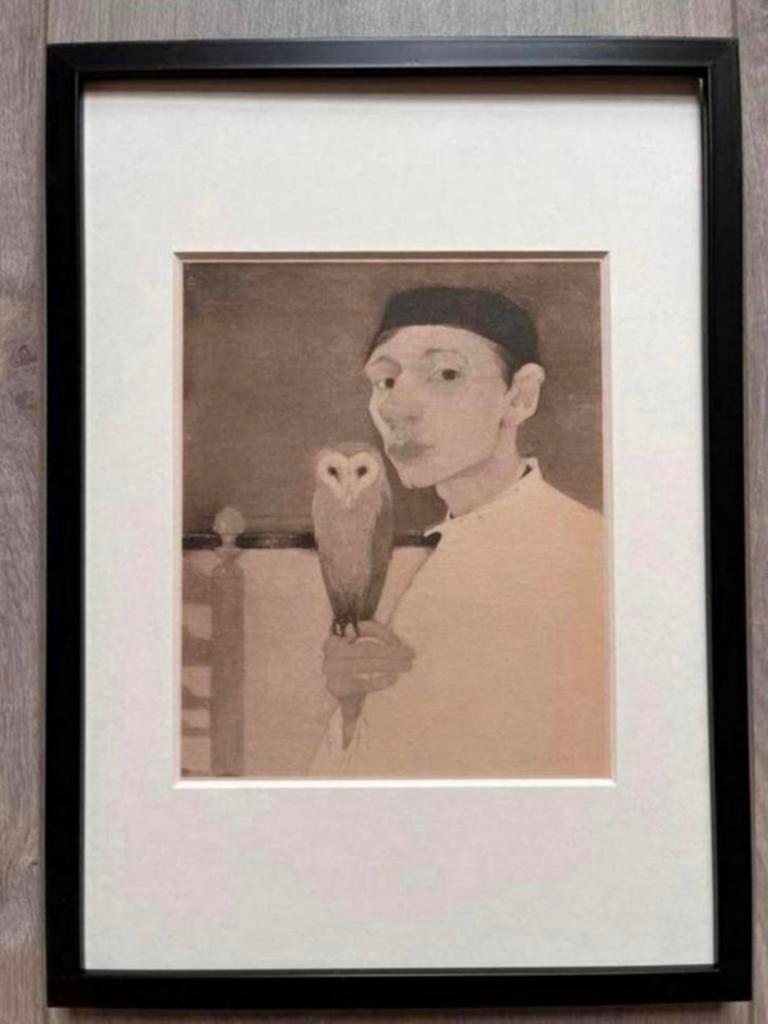 Jan Mankes 1889-1920 / Heliogravure Zelfportret met Uil 1923, Antiek en Kunst, Kunst | Etsen en Gravures, Ophalen of Verzenden