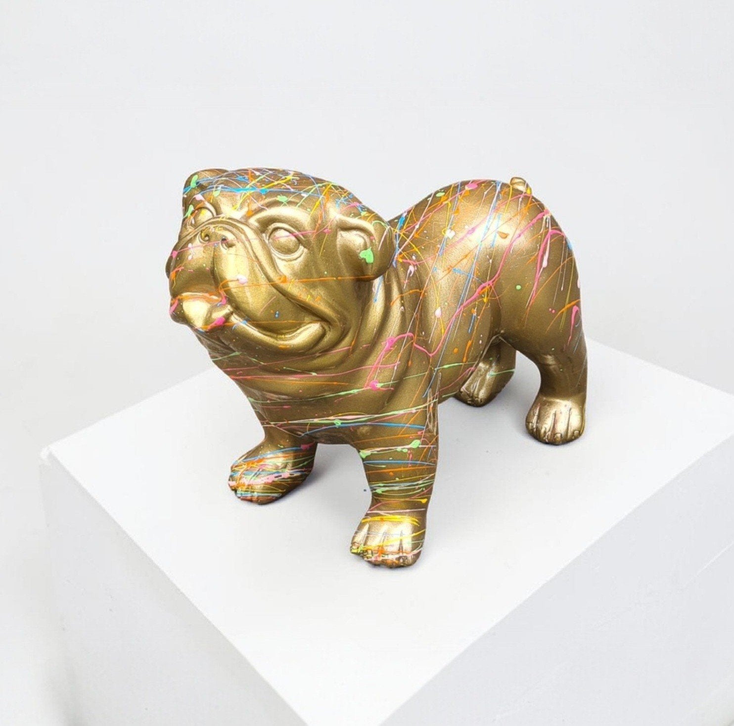 Gouden Franse bulldog beeld, mopshonden, poesje beelden, Ophalen, Nieuw, Dier