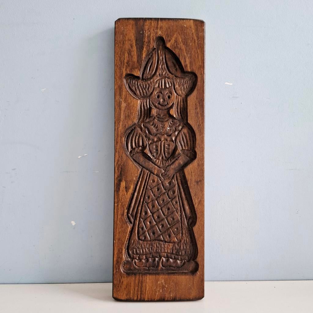 Antieke houten speculaasplank 'Hollands meisje', Ophalen of Verzenden