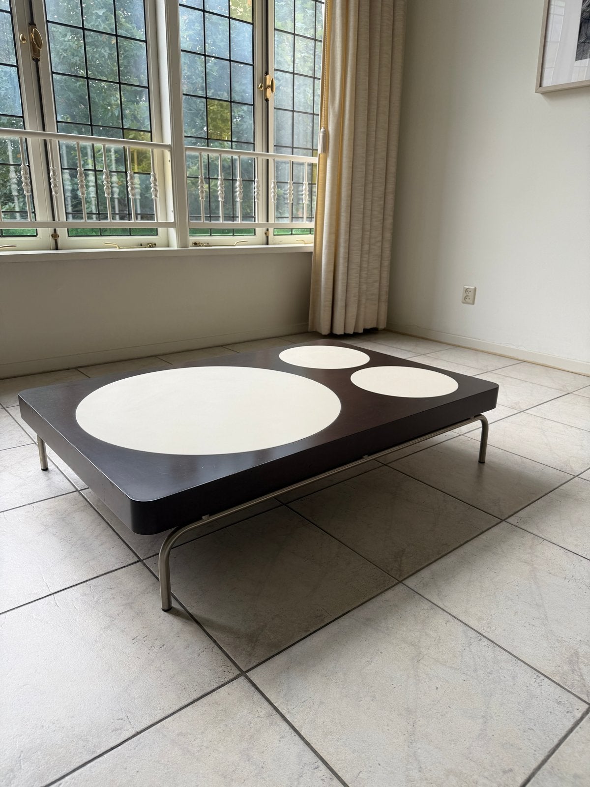 Giorgetti Camaleo salontafel, hout en corian, Ophalen, Gebruikt, 100 tot 150 cm, 50 tot 100 cm
