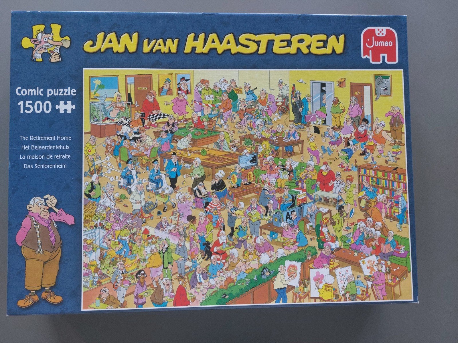 Jan van Haasteren puzzel Het bejaardentehuis, Ophalen of Verzenden, 500 t/m 1500 stukjes, Gebruikt, Legpuzzel