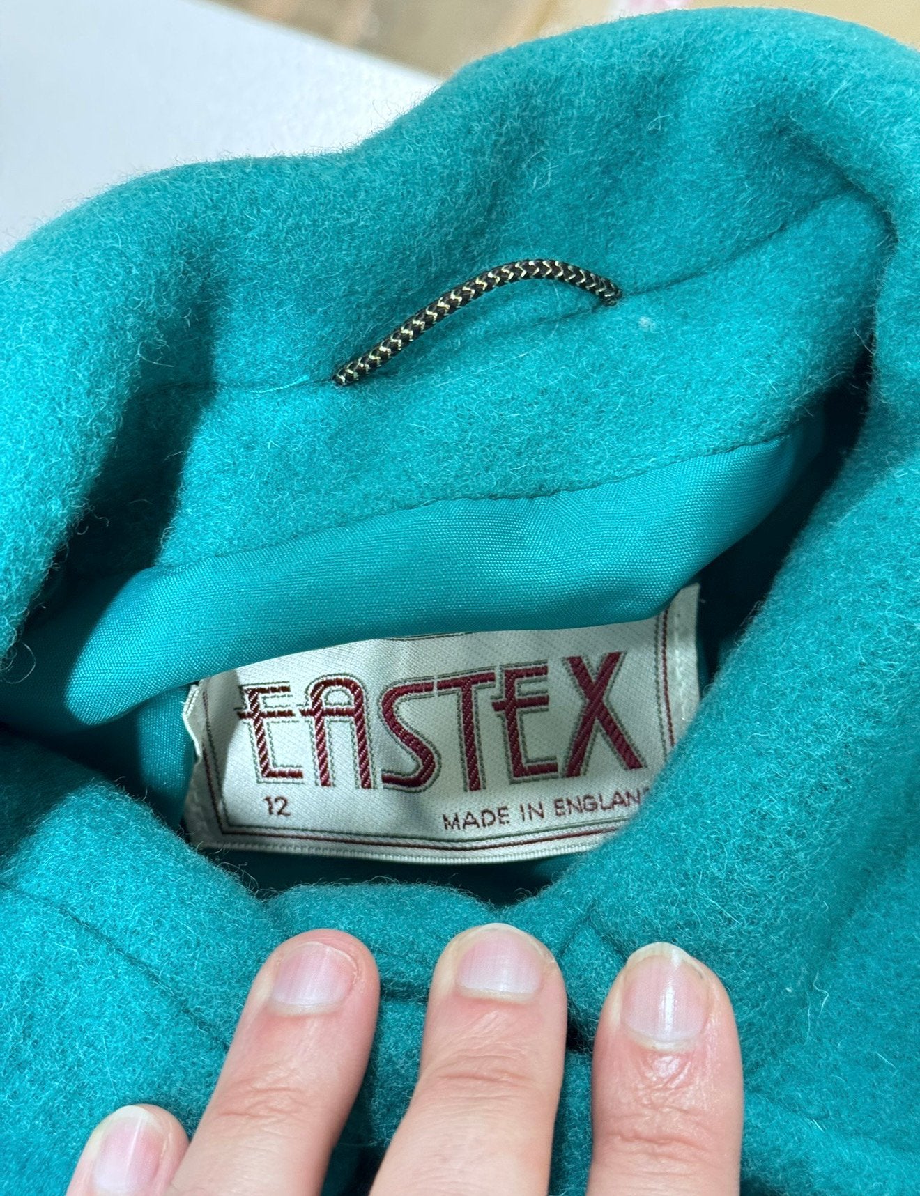 Zeldzame Eastex Jas groen-blauw dames L wol wollen winter, Blauw, Maat 42/44 (L), Ophalen of Verzenden, Zo goed als nieuw