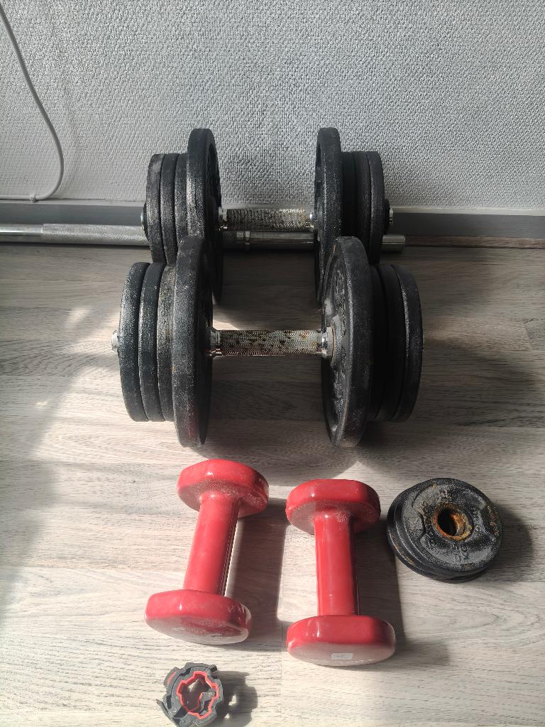 Domyos Set halters en halterstangen, Sport en Fitness, Ophalen, Zo goed als nieuw, Halterset