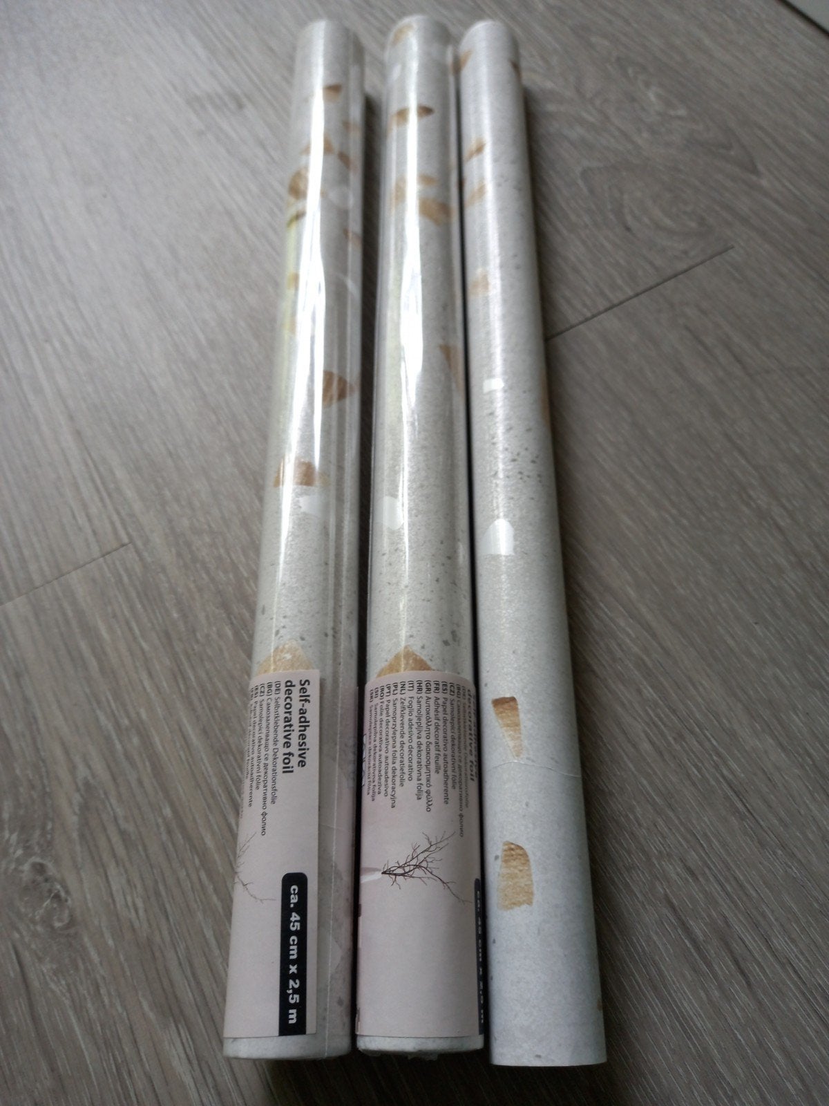 2 1/2 rol plak wrap decoratie plastic beige met goud, Ophalen of Verzenden, Minder dan 10 m², Beige
