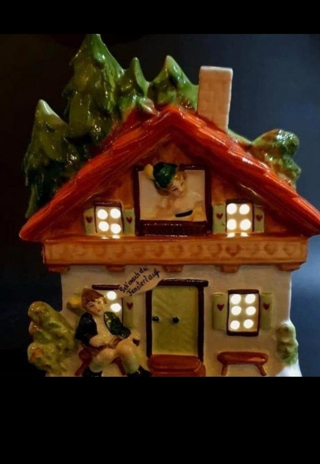 vintage parfum lampje huisje, Meerkleurig, Ophalen of Verzenden, Steen/keramiek, Landelijk