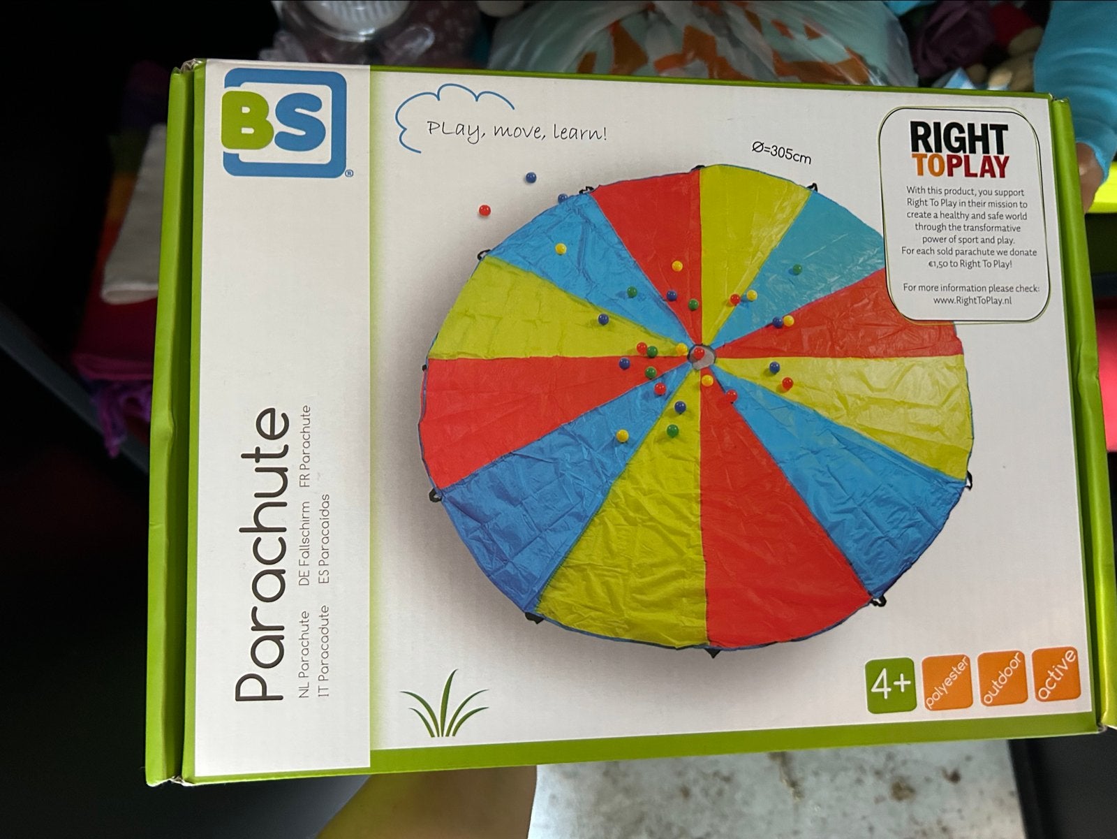 BS Parachute Speelkleed Ø305cm - Nieuw in doos, Ophalen, Zo goed als nieuw