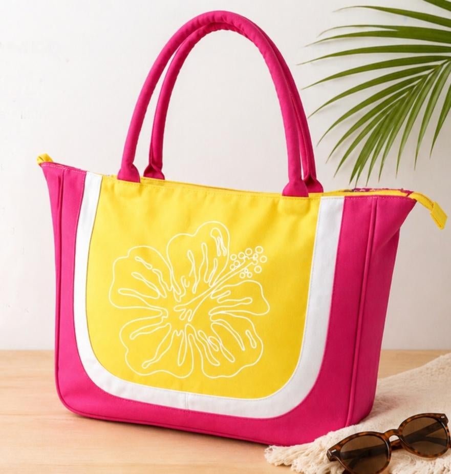 Nieuwe Strandtas Waimea Beach Geel Roze 43 cm, Ophalen of Verzenden, Nieuw, Overige kleuren, Shopper