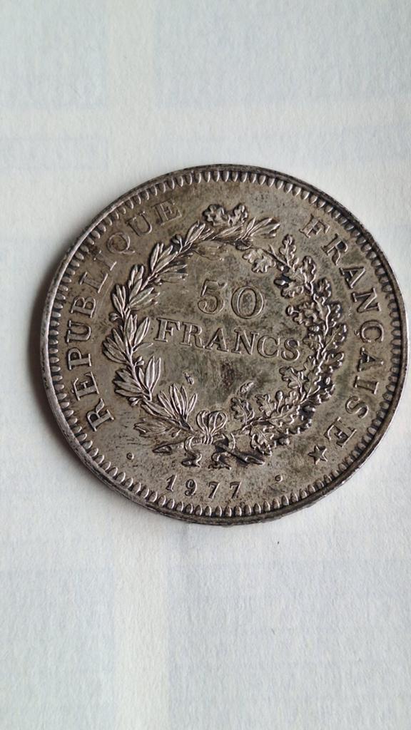 Zilveren 50 Francs Munt Frankrijk 1977, Ophalen of Verzenden