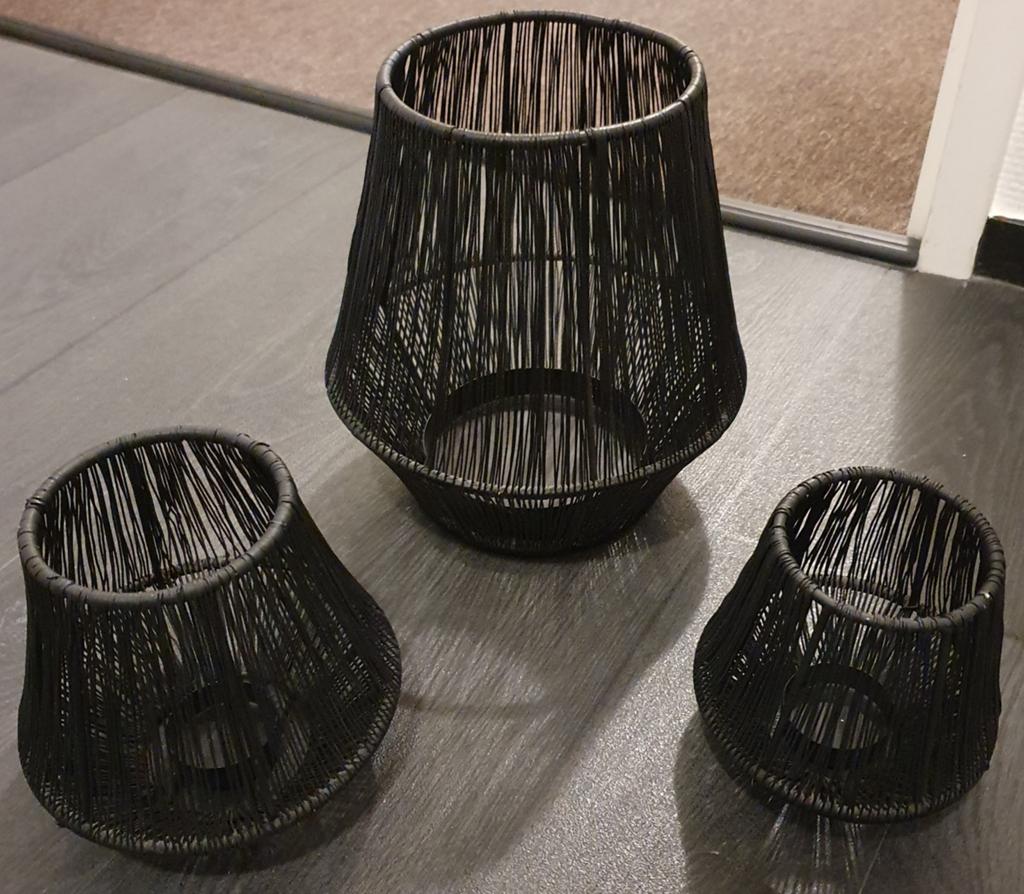 Nieuw Set windlichten zwart, Ophalen of Verzenden, Zwart, Metaal