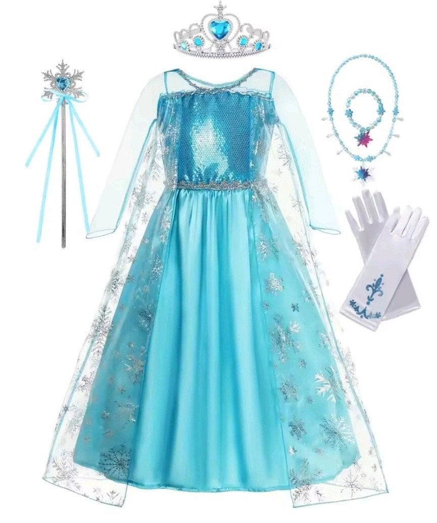 Frozen Elsa jurk+ 4 accessoires erbij Maat 86 t/m 140 NIEUW, Ophalen of Verzenden, Nieuw, 134 t/m 140, Meisje