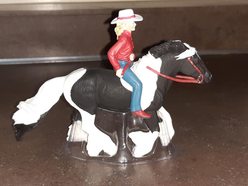 Safari / Schleich meisje op tinker paard nieuwstaat, Ophalen of Verzenden, Zo goed als nieuw, Paard, Beeldje of Figuurtje