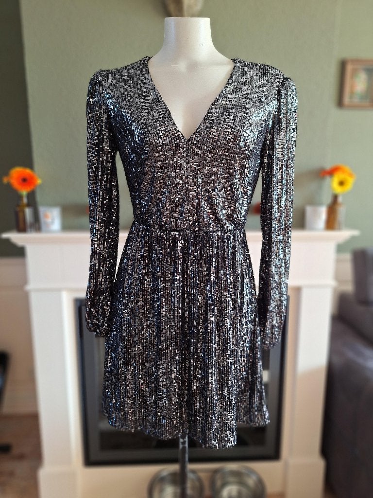 Rinascimento paillet glitter jurk S 36, Kleding | Dames, Jurken, Verzenden, Zwart, Rinascimento, Zo goed als nieuw