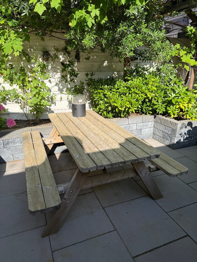 Inklapbare picknicktafel 177x154x76 - Geïmpregneerd, Ophalen, Gebruikt, Inklapbaar, Rechthoekig
