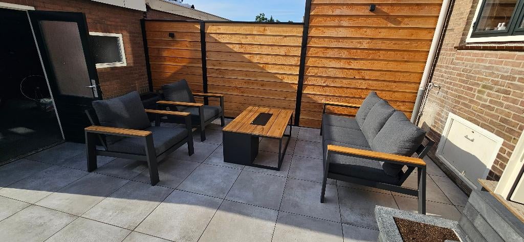 LUXE SET: Lifestyle Loungeset + Cosi Vuurtafel €2000!, Ophalen, 5 zitplaatsen, Aluminium, Loungeset