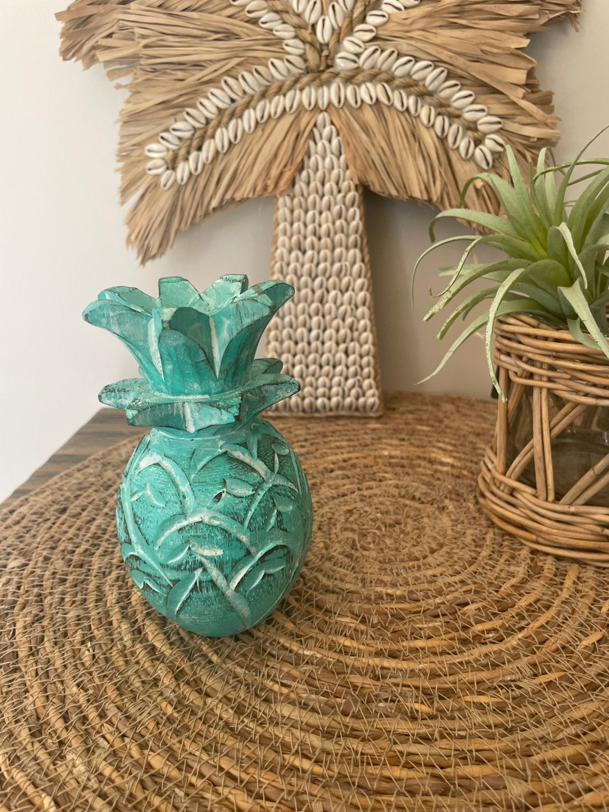 Nieuw mini houten ananas turquoise, Ophalen of Verzenden, Nieuw