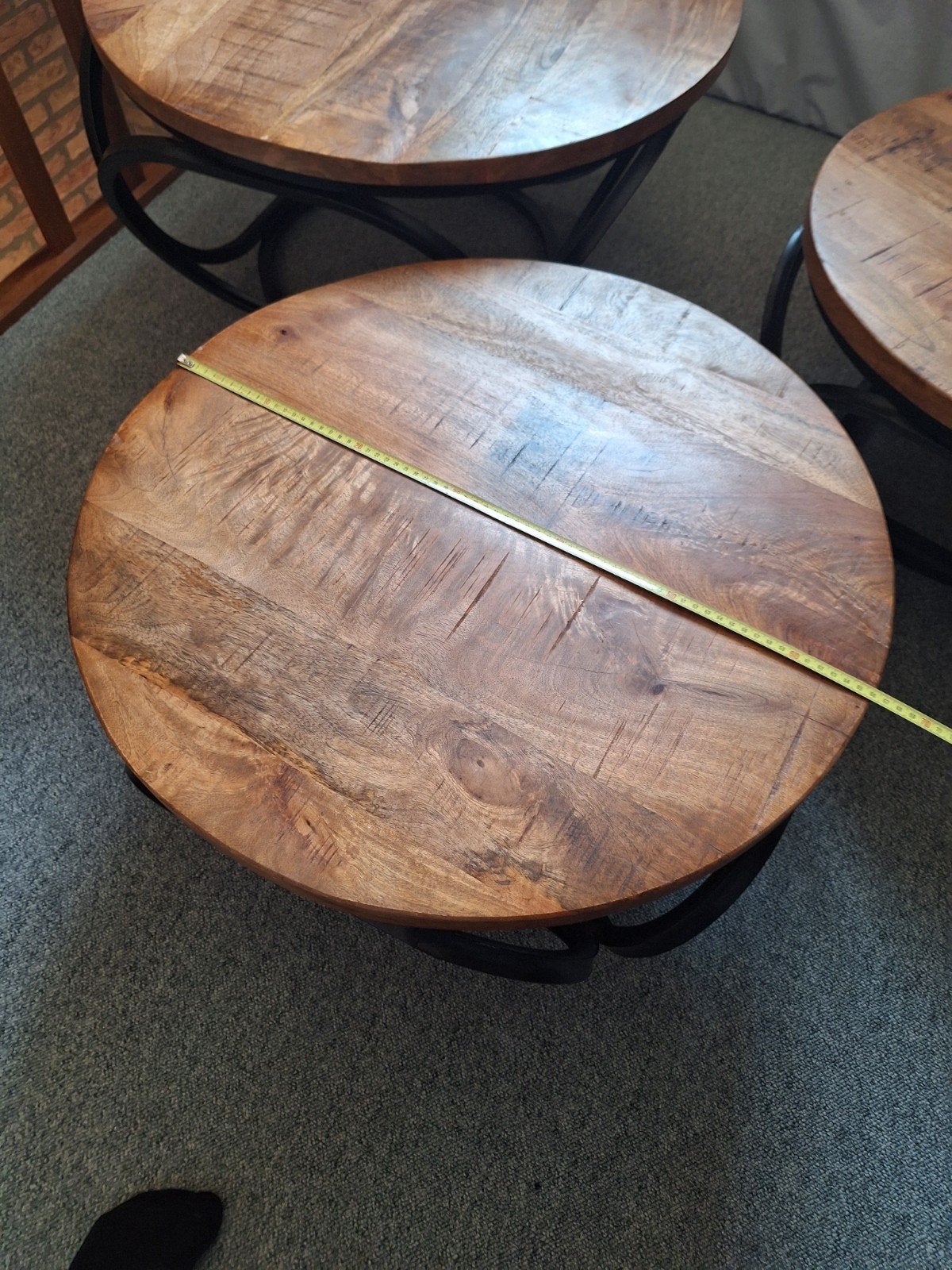Set mango hout salon of bijzettafel, Ophalen, 50 tot 100 cm, Rond, 50 tot 100 cm