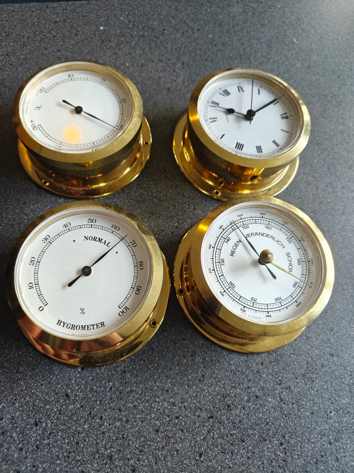 4 Prachtige Messing Scheepvaart Maritieme Meters Germany, Antiek en Kunst, Ophalen of Verzenden