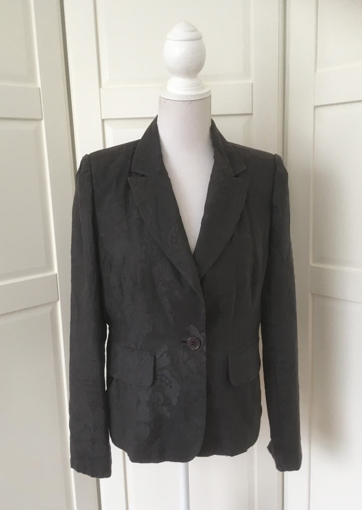 Bandolera grijs colbert blazer jasje met zijde M (of <L), Maat 38/40 (M), Ophalen of Verzenden, Jasje, Grijs