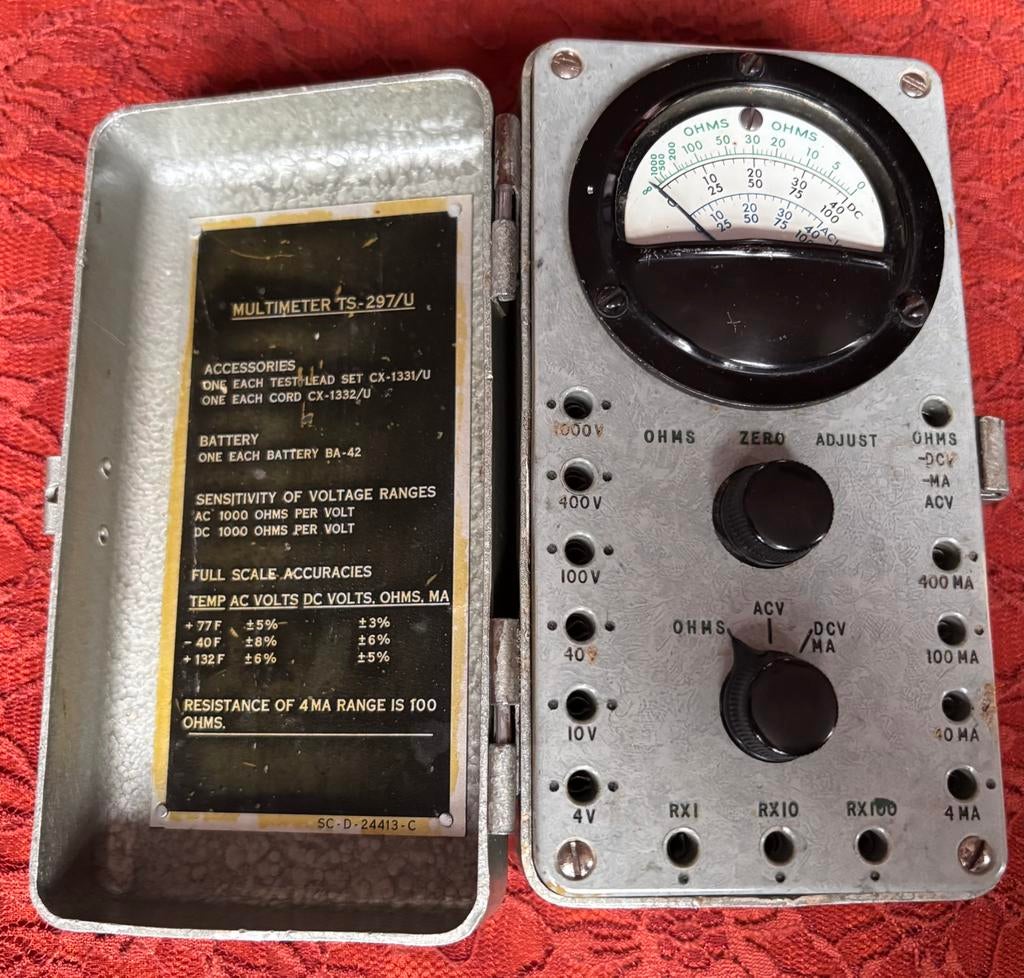 U.S. Army TS-297/U Multimeter  – Vintage Meetapparatuur usa, Verzamelen, Ophalen of Verzenden, Landmacht, Amerika