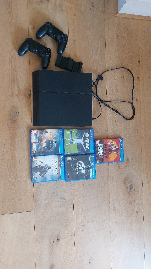 Playstation 4 incl. 5 spellen, Spelcomputers en Games, Spelcomputers | Sony PlayStation 4, Gebruikt, Original, Met 1 controller