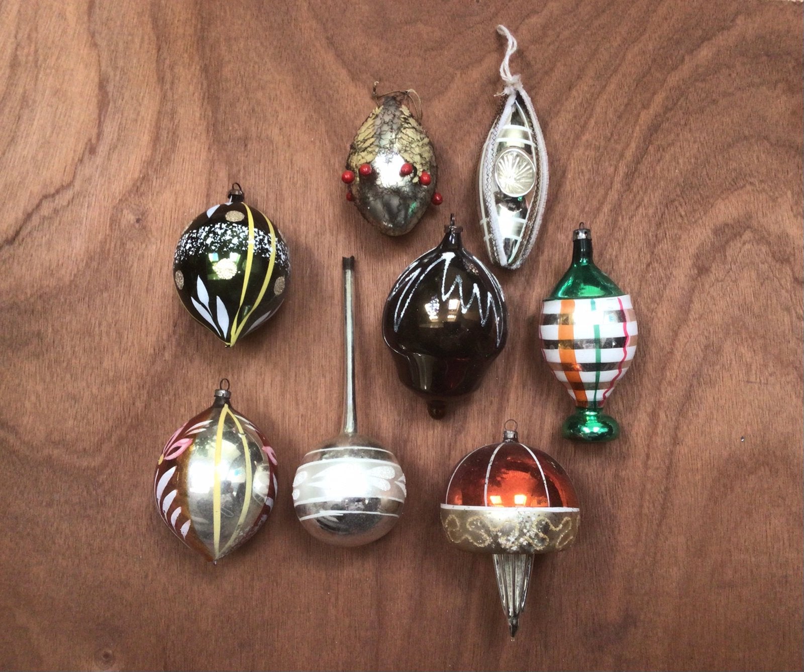 8 oude antieke kerstballen, afwijkende vorm, Diversen, Ophalen of Verzenden, Gebruikt