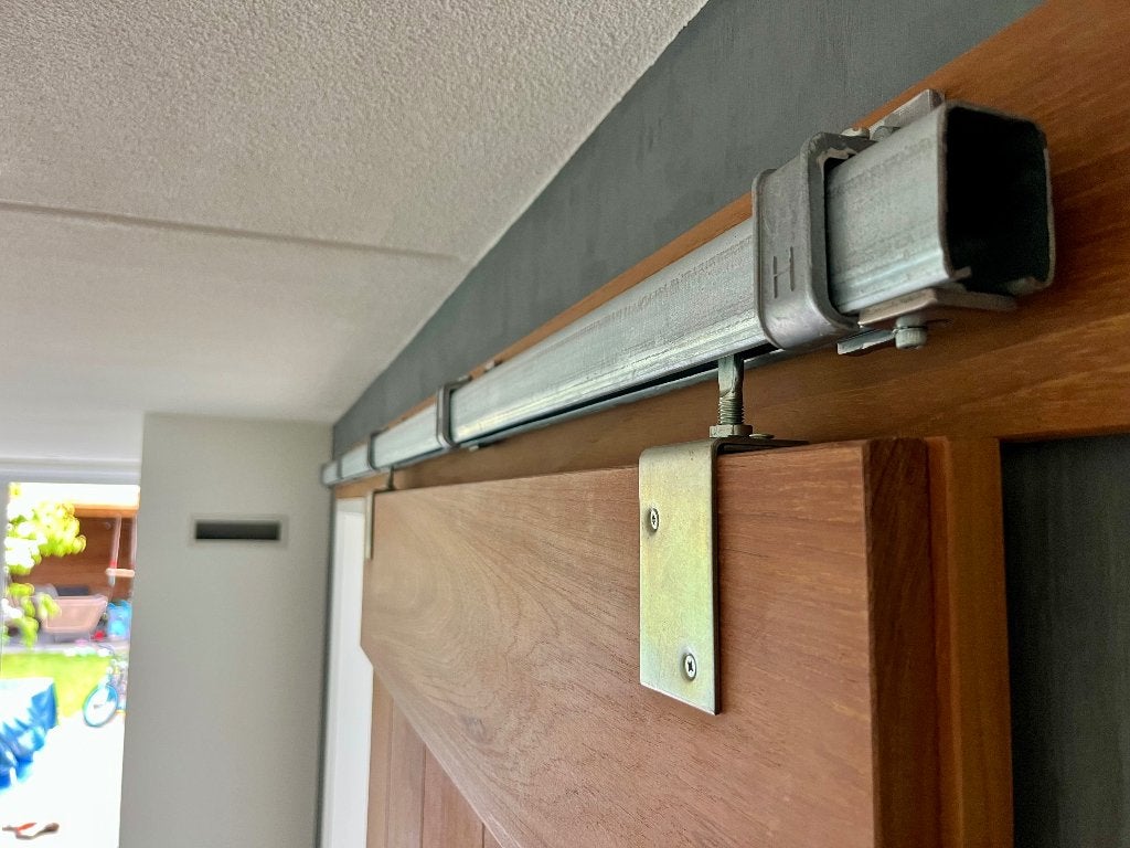 Henderson houten schuifdeur met railsysteem 220x115 cm, Ophalen, 120 cm of meer, Binnendeur, Zo goed als nieuw