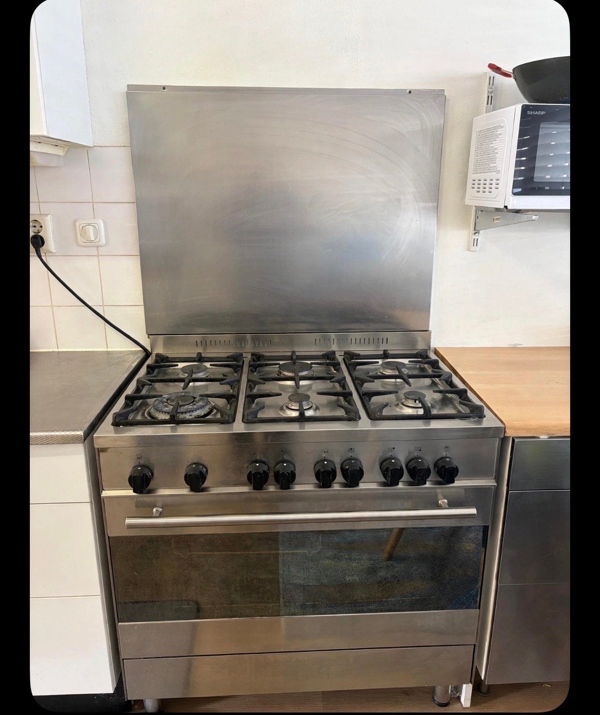 90cm RVS Gasfornuis 6-pits -  oven defect - Incl achterwand, Ophalen, Gebruikt, 60 cm of meer, Gas