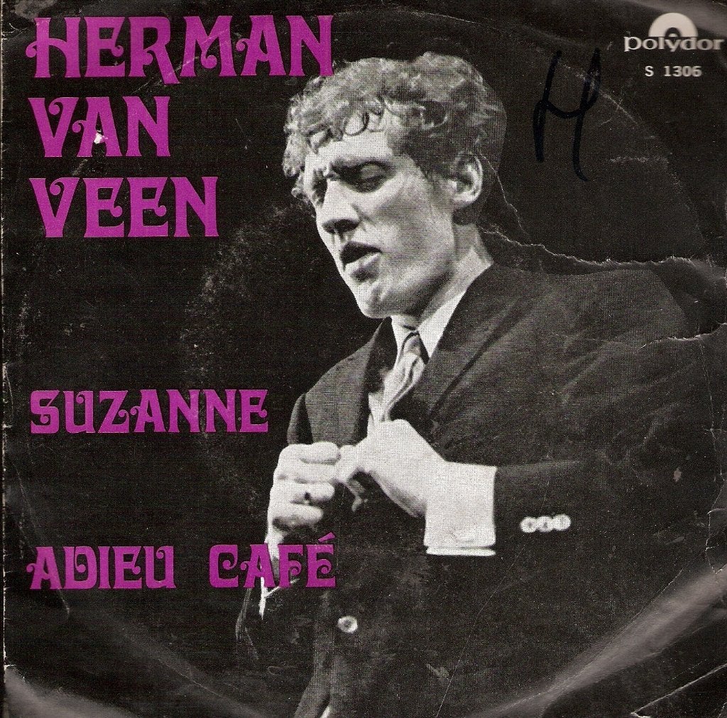 Herman van Veen - Suzanne _ Adieu Cafe -single 1969, Ophalen, Gebruikt, Nederlandstalig
