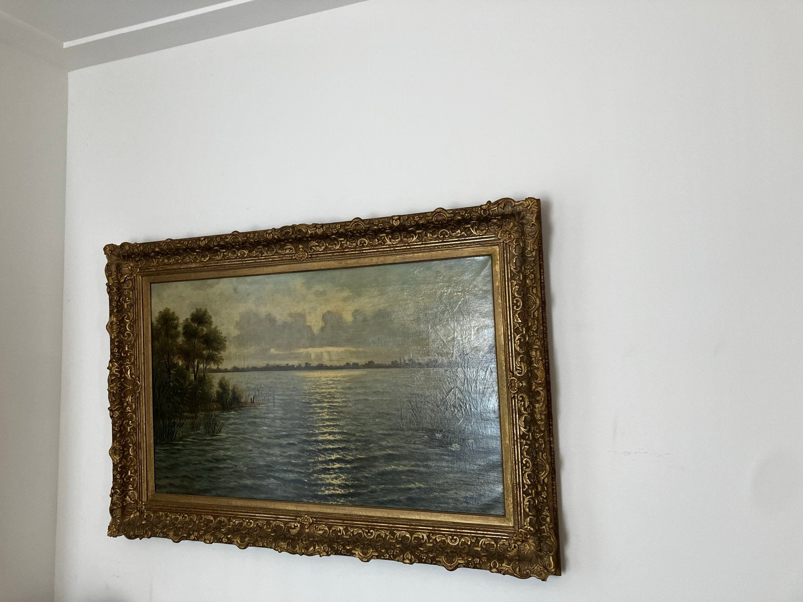 Groot Landschap Schilderij P. Garnier - nu 150€, Ophalen, Doek, Gesigneerd, Landschap