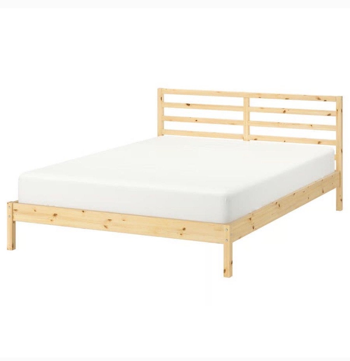 IKEA Tarva bedframe 140x200 met lattenbodem en SKORVA, Huis en Inrichting, Slaapkamer | Bedden, Ophalen, Gebruikt, Beige, Tweepersoons