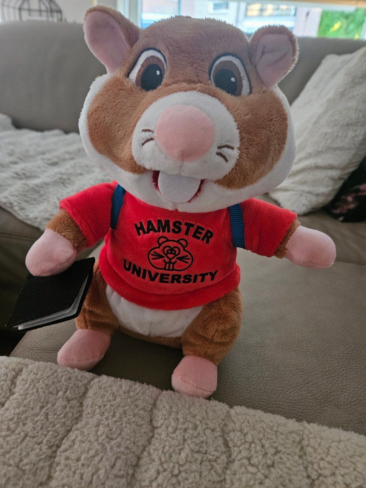 Hamster University Knuffel met Rugzak, Overige merken, Hamster, Ophalen of Verzenden, Zo goed als nieuw