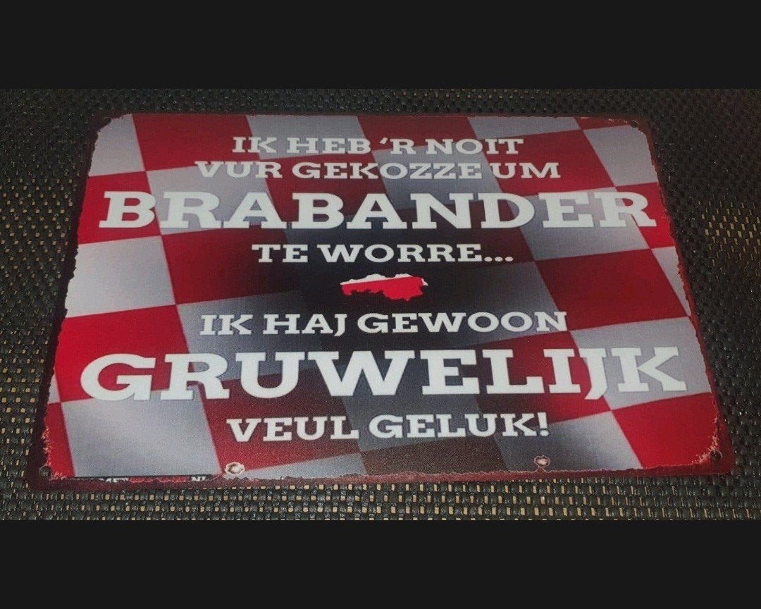 Wandbord met brabantse tekst, perfect voor in de man cave., Ophalen of Verzenden, Nieuw