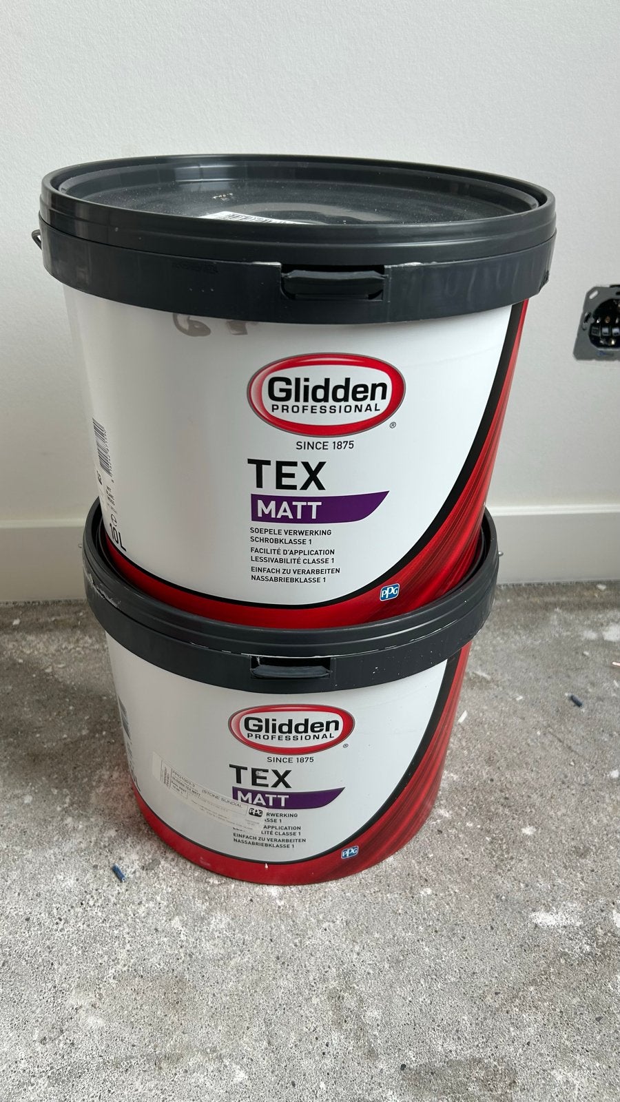 Nieuwe Glidden Professional TEX MATT stone dundial  10 liter, Doe-het-zelf en Verbouw, Verf, Beits en Lak, Ophalen, Overige kleuren