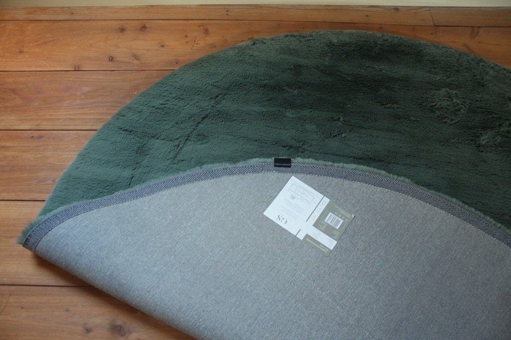 Superzacht rond vloerkleed Comfy Fluffy mosgroen Ø200 cm., Rond, Ophalen of Verzenden, 200 cm of meer, Groen
