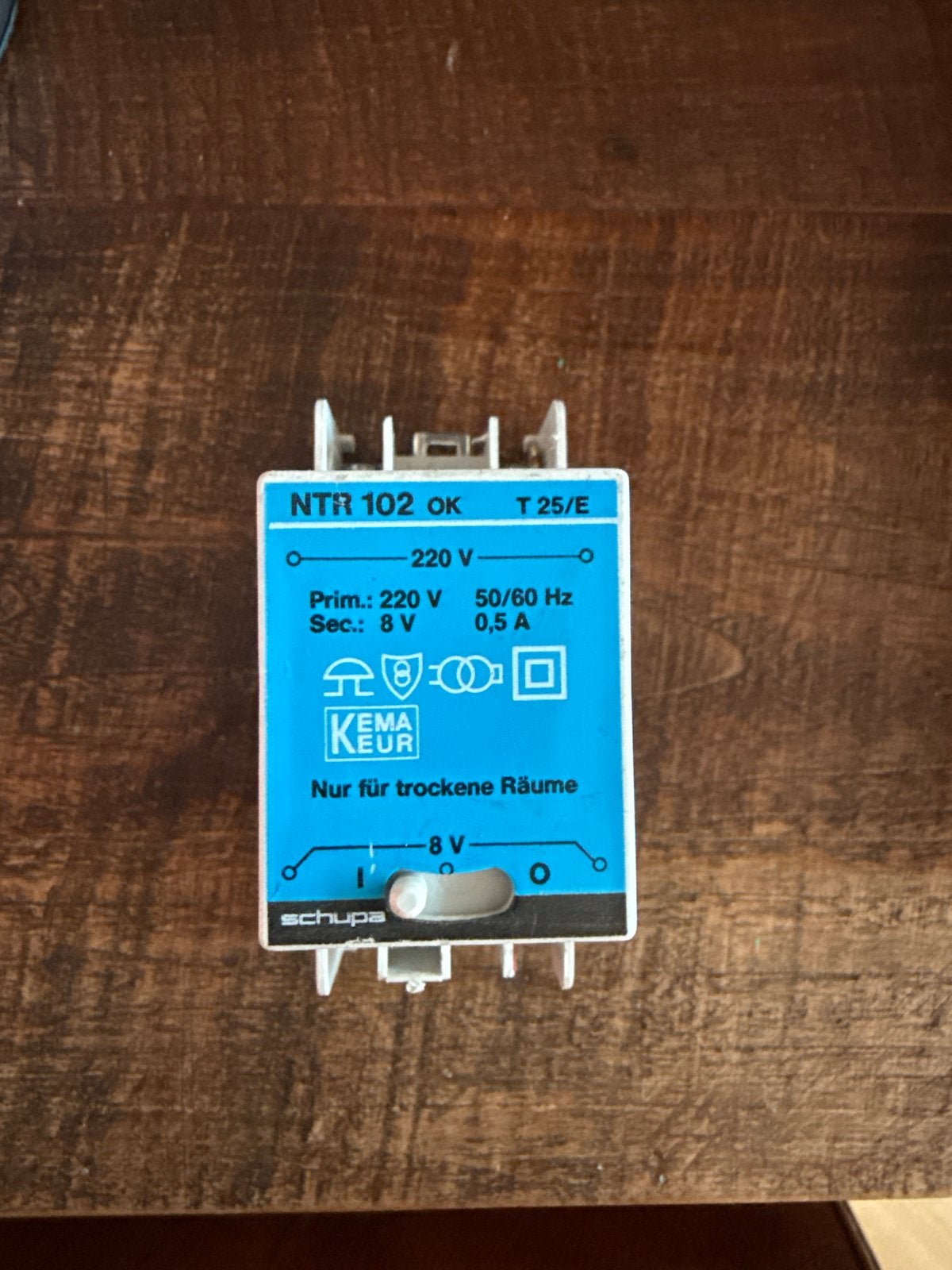 Schupa NTR 102 OK Transformator 220V naar 8V, Ophalen of Verzenden, Gebruikt, Overige merken, Overige typen