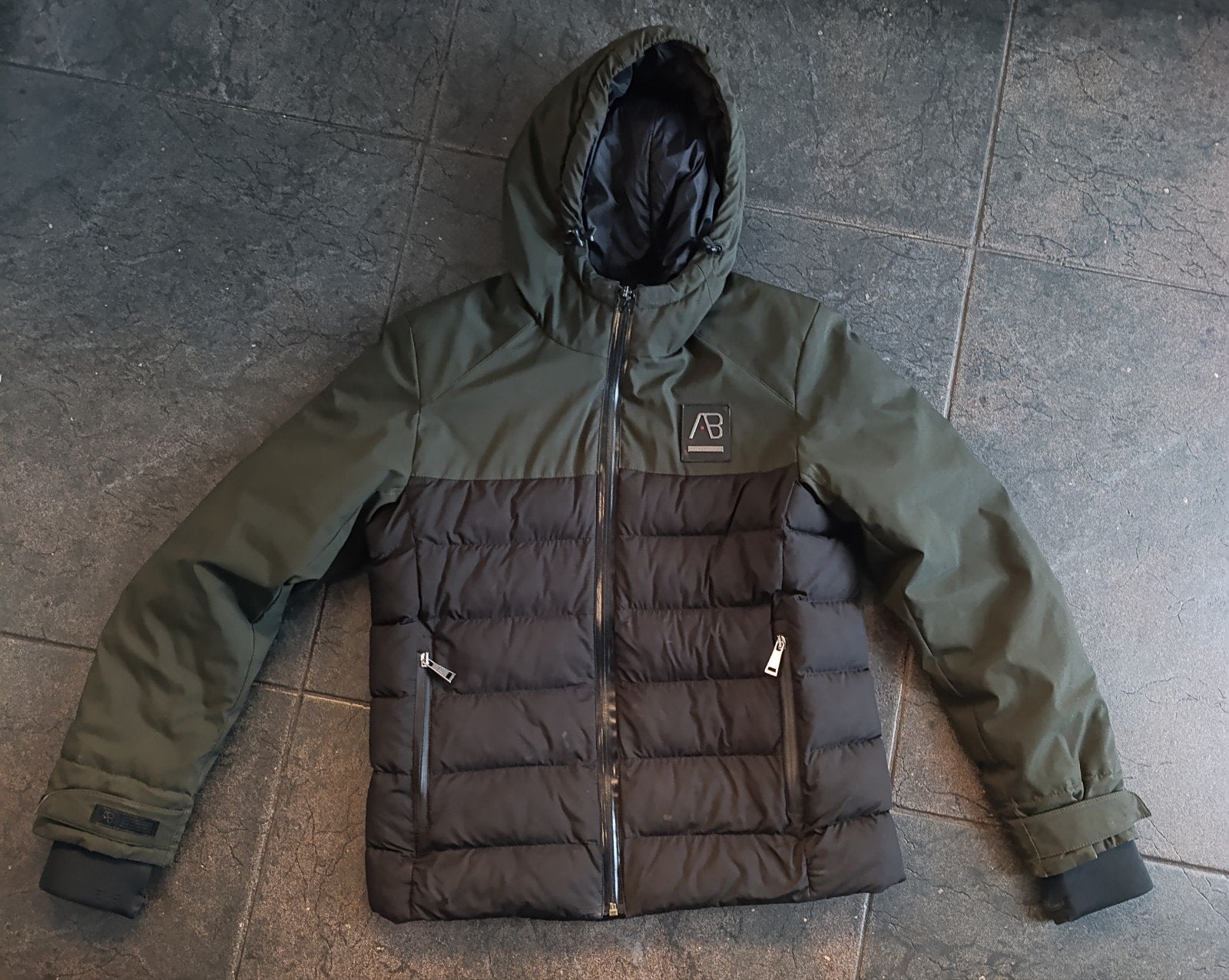 Winterjas AB Lifestyle zwart/groen maat S, Kleding | Heren, AB Lifestyle, Zwart, Ophalen of Verzenden, Zo goed als nieuw