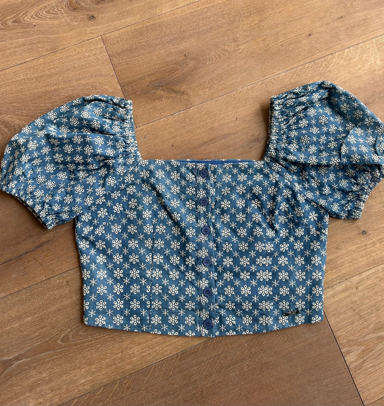 DENNY ROSE crop top jeans met broderie mt 38, 40 en 42