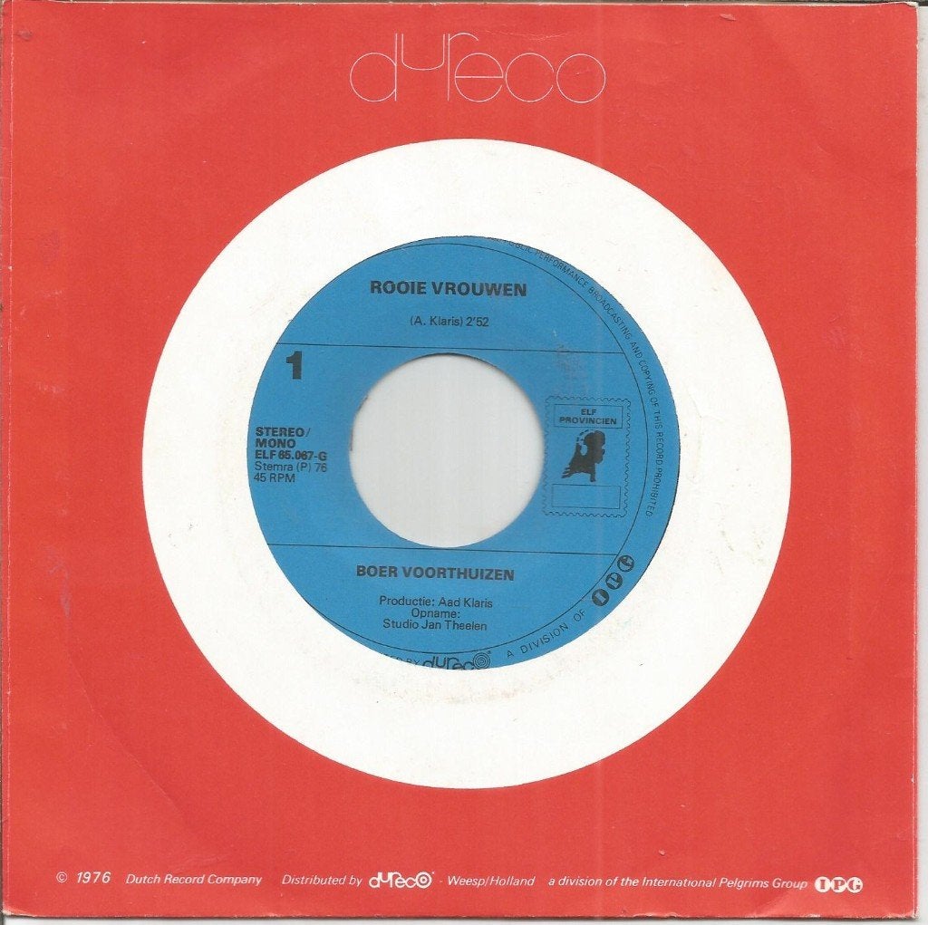 Boer Voorthuizen – Rooie Vrouwen (1976), 7 inch, Ophalen of Verzenden, Zo goed als nieuw, Levenslied of Smartlap