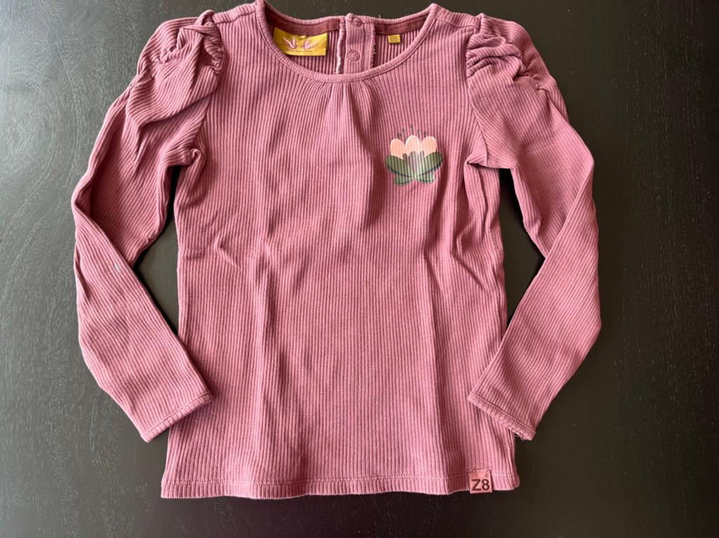 Maat 116/122 Z8 shirt met ribbel paars, Ophalen of Verzenden, Gebruikt, Meisje, Shirt of Longsleeve