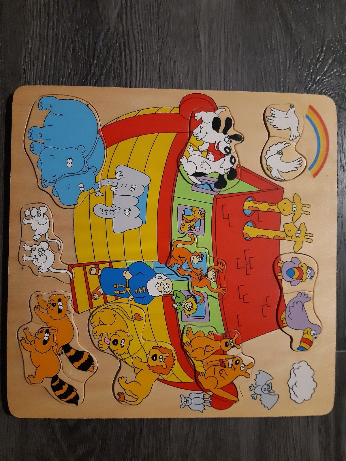 Houten puzzel Ark van Noach met dieren, 2 tot 4 jaar, Gebruikt, 10 tot 50 stukjes, Ophalen of Verzenden