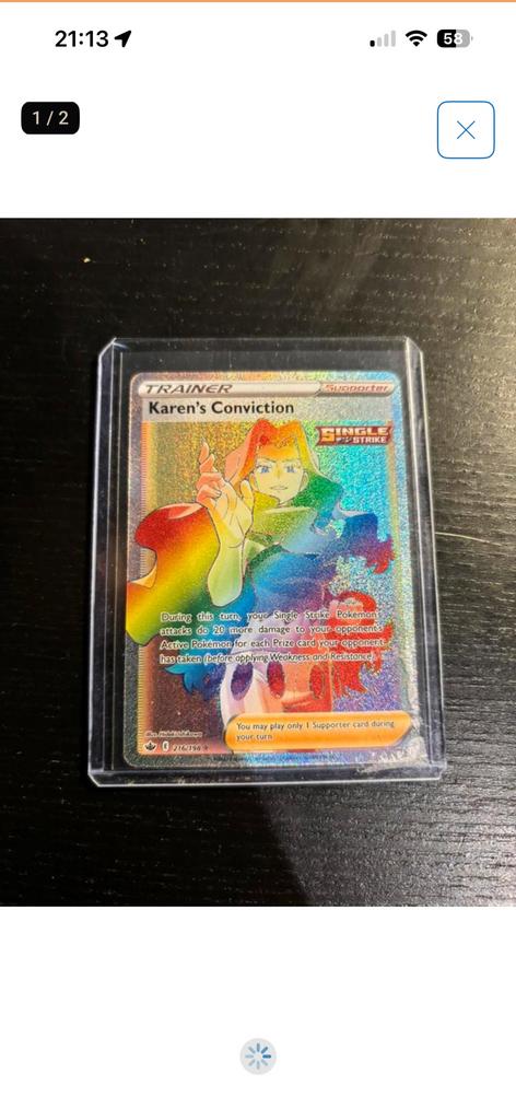 Pokémon Kaarten Rainbow Secret Rare Karen’s Conviction, Ophalen of Verzenden, Zo goed als nieuw