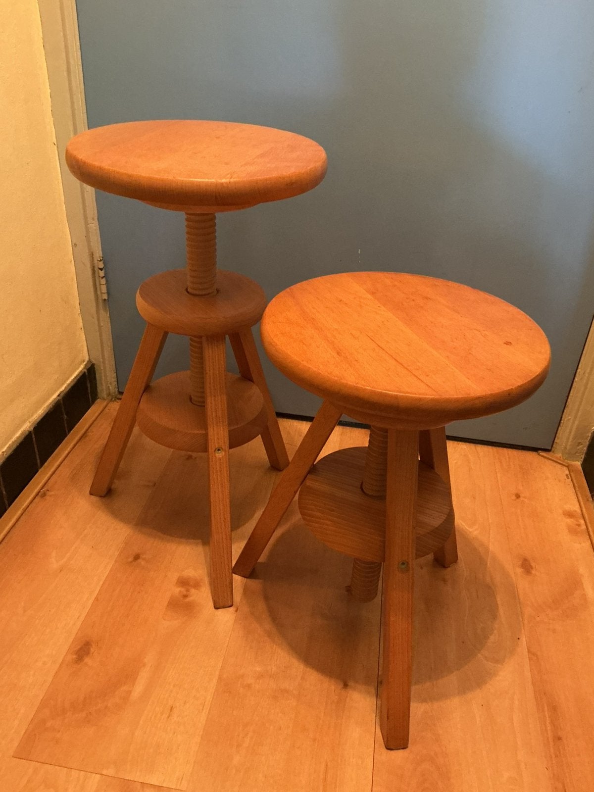 vintage IKEA draaikrukken- 2 stuks, Ophalen, In hoogte verstelbaar, Zo goed als nieuw, Hout