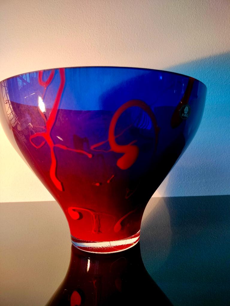 Schaal Glas Bohemen Petrol Vintage Rony Plesl Gesigneerd, Ophalen of Verzenden