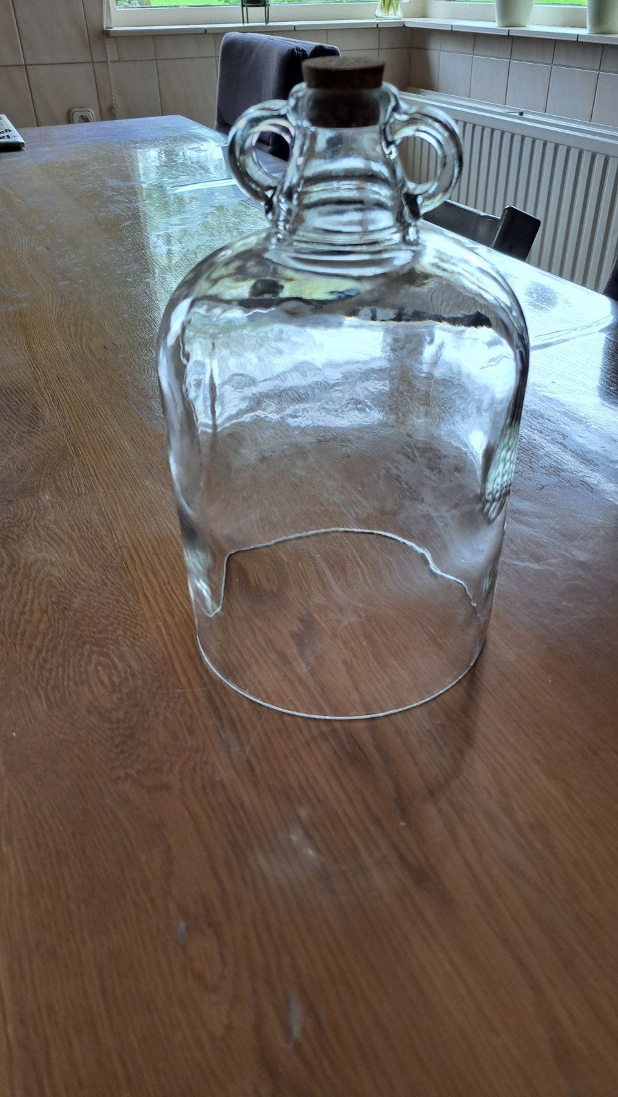 Decoratieve glazen stolp met kurk en handvatten, Huis en Inrichting, Woonaccessoires | Stolpen, Glas, Ophalen of Verzenden, Gebruikt