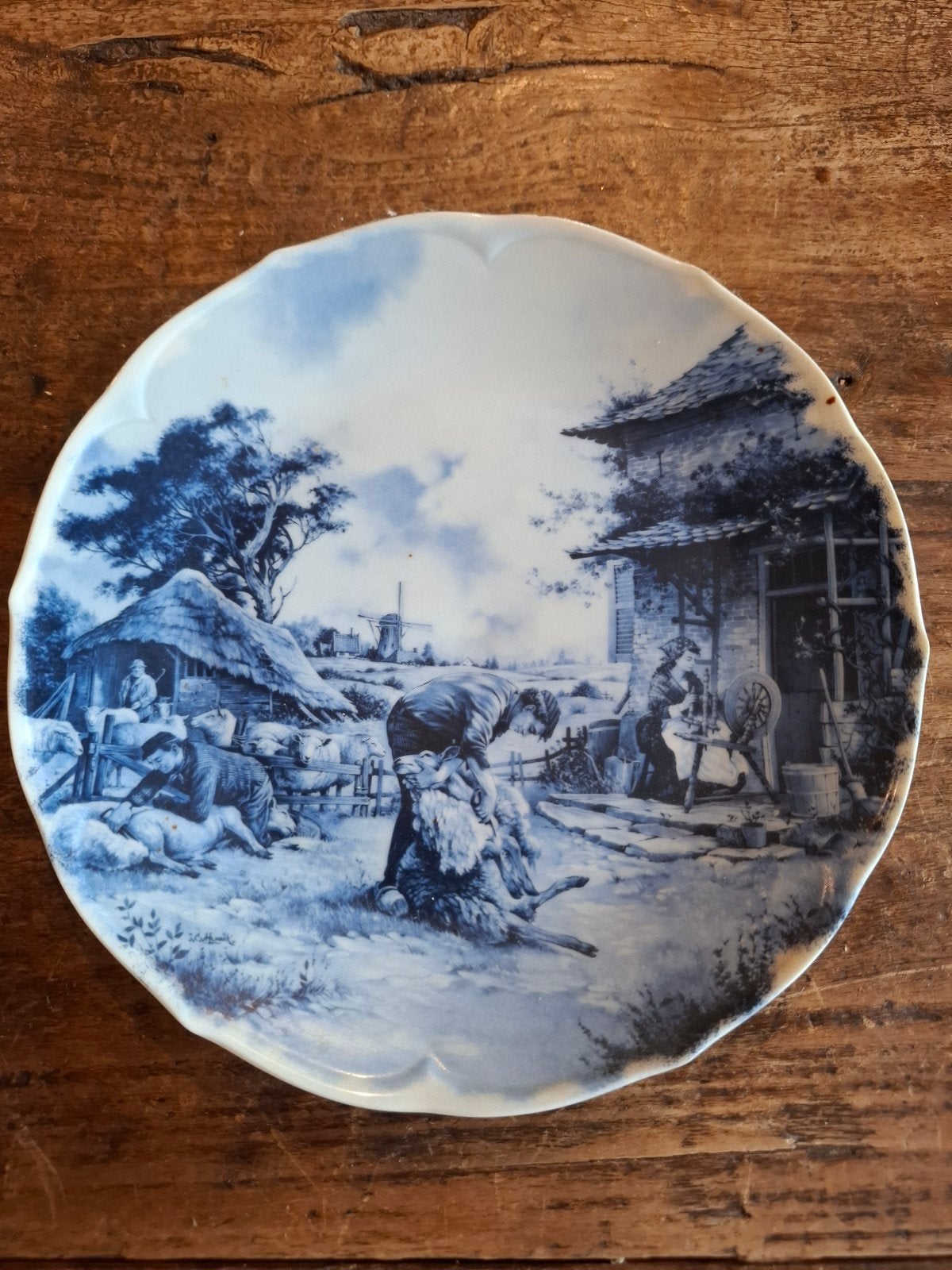 Antiek Delfts Blauw wandbord 'De Schaapherder', Ophalen